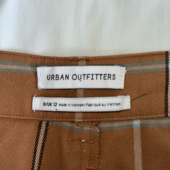 Urban Outfitters plaid wide leg high rise pant brown Sz 8 - Picture 5 of 9